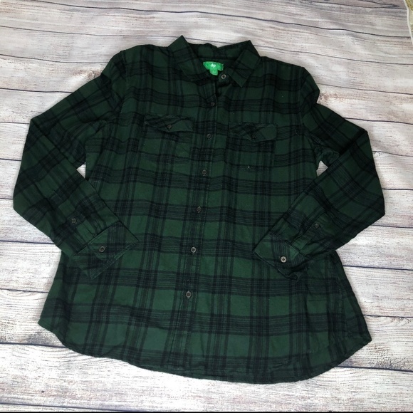 Dip Green Plaid Long Sleeve Shirt Size L - Picture 1 of 5